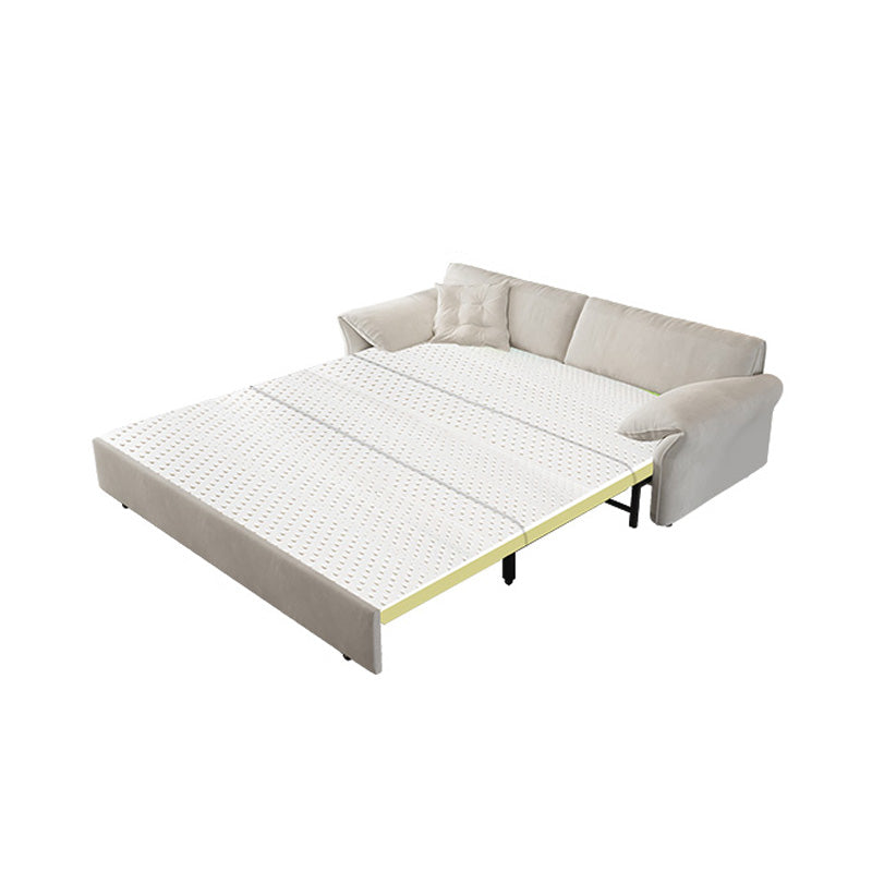 Glam Futon with Storage Drawers Futon Frame in White Fabric Sleeper Sofa