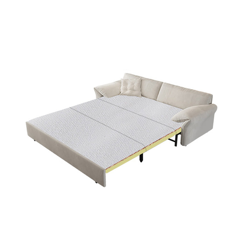 Glam Futon with Storage Drawers Futon Frame in White Fabric Sleeper Sofa