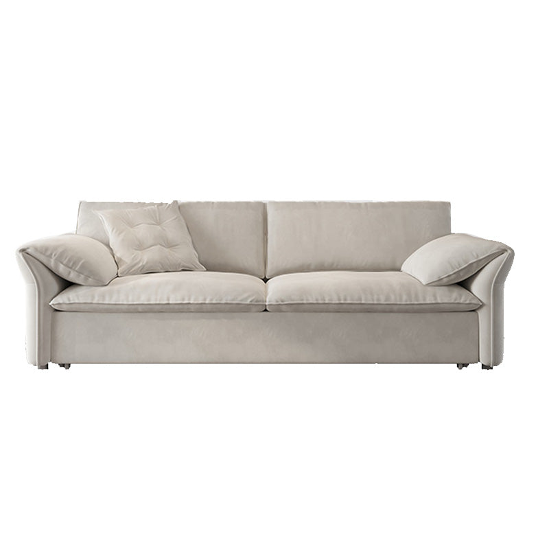 Glam Futon with Storage Drawers Futon Frame in White Fabric Sleeper Sofa