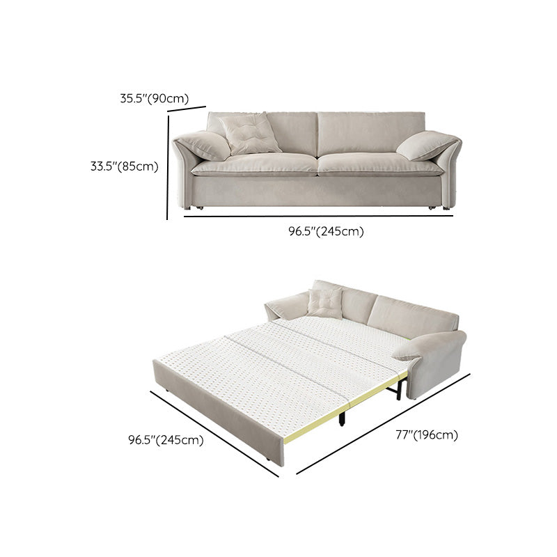 Glam Futon with Storage Drawers Futon Frame in White Fabric Sleeper Sofa