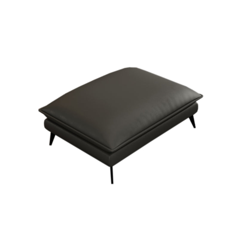 Glam Settee Genuine Leather Black Living Room Flared Arm Cushions Standard Sofa