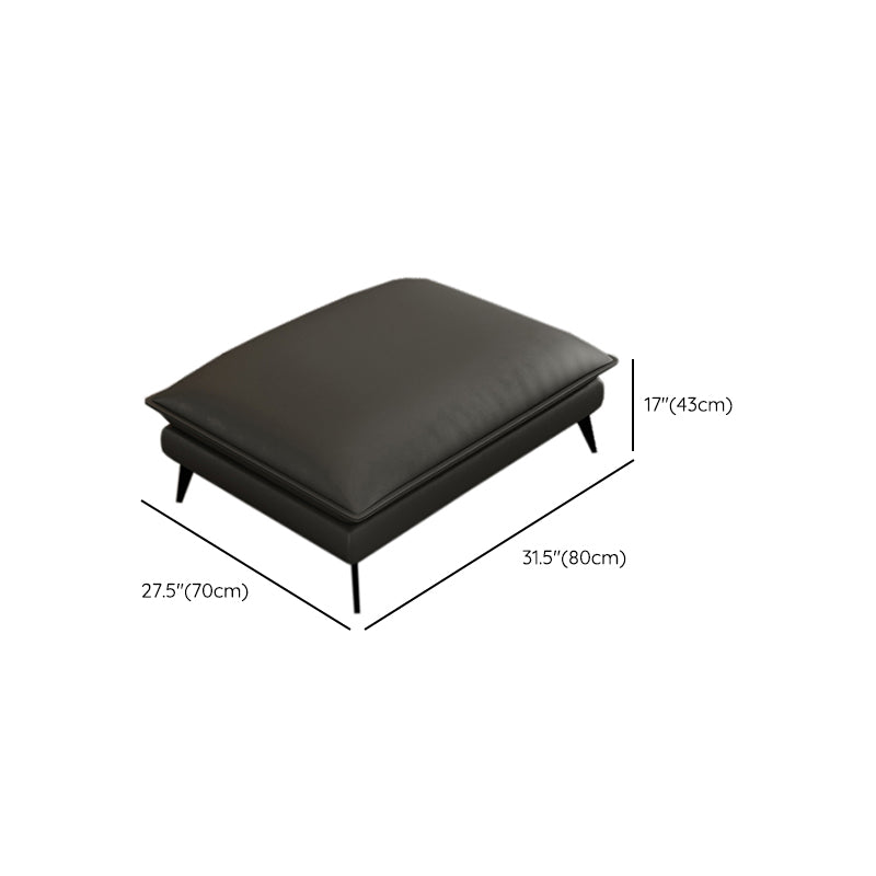 Glam Settee Genuine Leather Black Living Room Flared Arm Cushions Standard Sofa