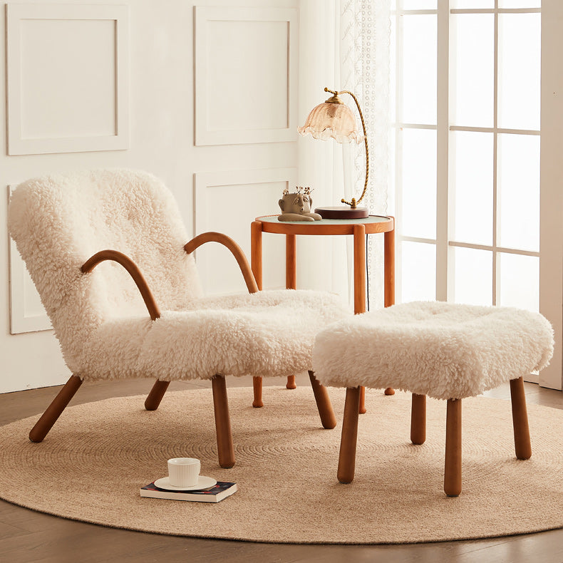 Contemporary Accent Armchair in Solid Wood Frame with Tight Back