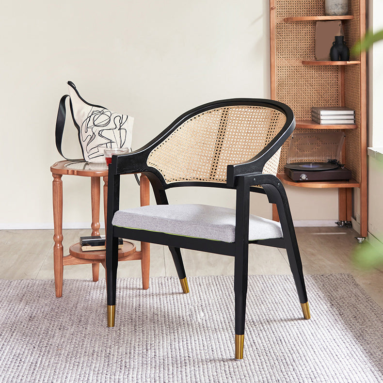 Scandinavian Solid Wood Parsons Chair/Accent Armchair with Woven Back