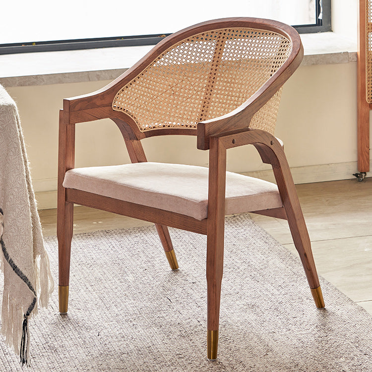 Scandinavian Solid Wood Parsons Chair/Accent Armchair with Woven Back