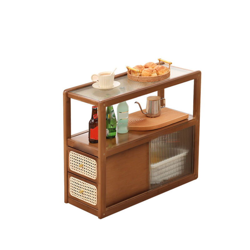 Natural/Brown Glass Top End Table 24" Tall Rectangular Nesting Side Table