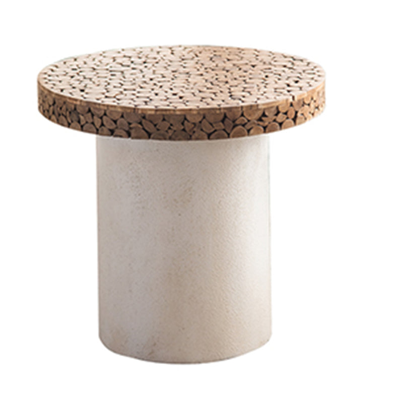 Rustic Solid Wood End Table Distressed Wood Round & Square Side Table Table