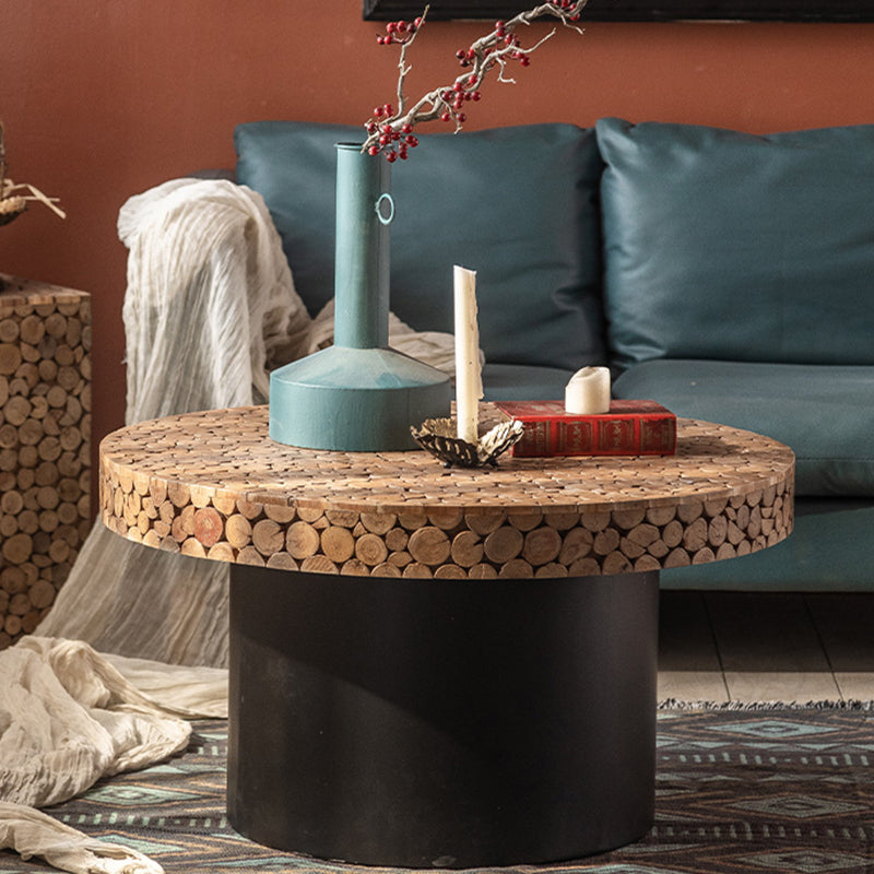 Rustic Solid Wood End Table Distressed Wood Round & Square Side Table Table