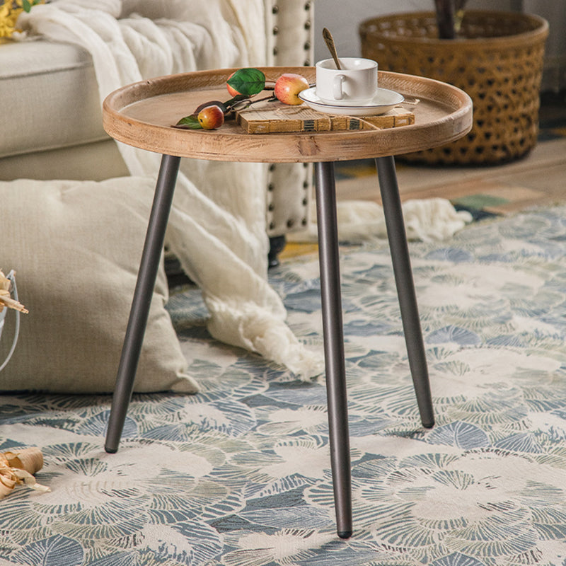 20-inch Tall Solid Wood Side Table Rustic Tray Top 3 Legs End Table