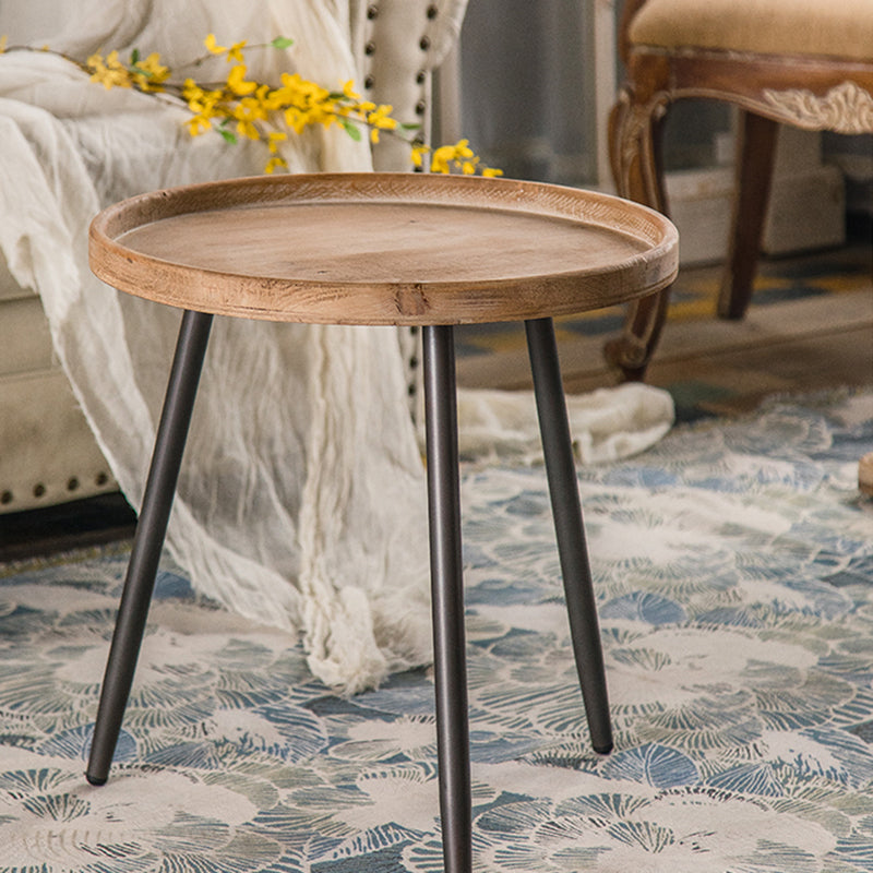 20-inch Tall Solid Wood Side Table Rustic Tray Top 3 Legs End Table