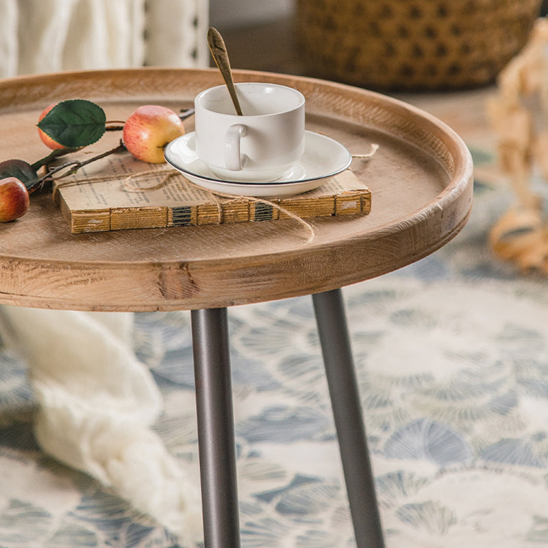 20-inch Tall Solid Wood Side Table Rustic Tray Top 3 Legs End Table