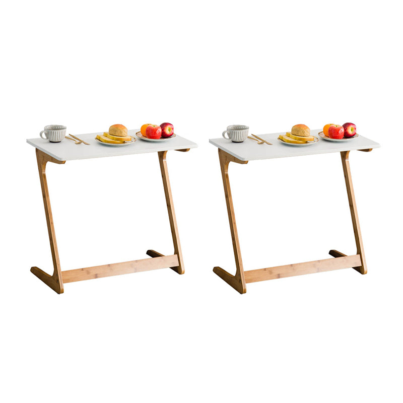 Modern Z-Shaped Wooden End Table 15.7" D Simple Bamboo Side Table