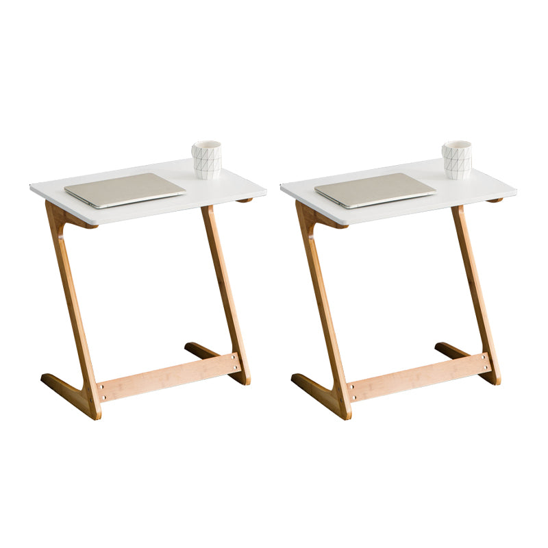 Modern Z-Shaped Wooden End Table 15.7" D Simple Bamboo Side Table