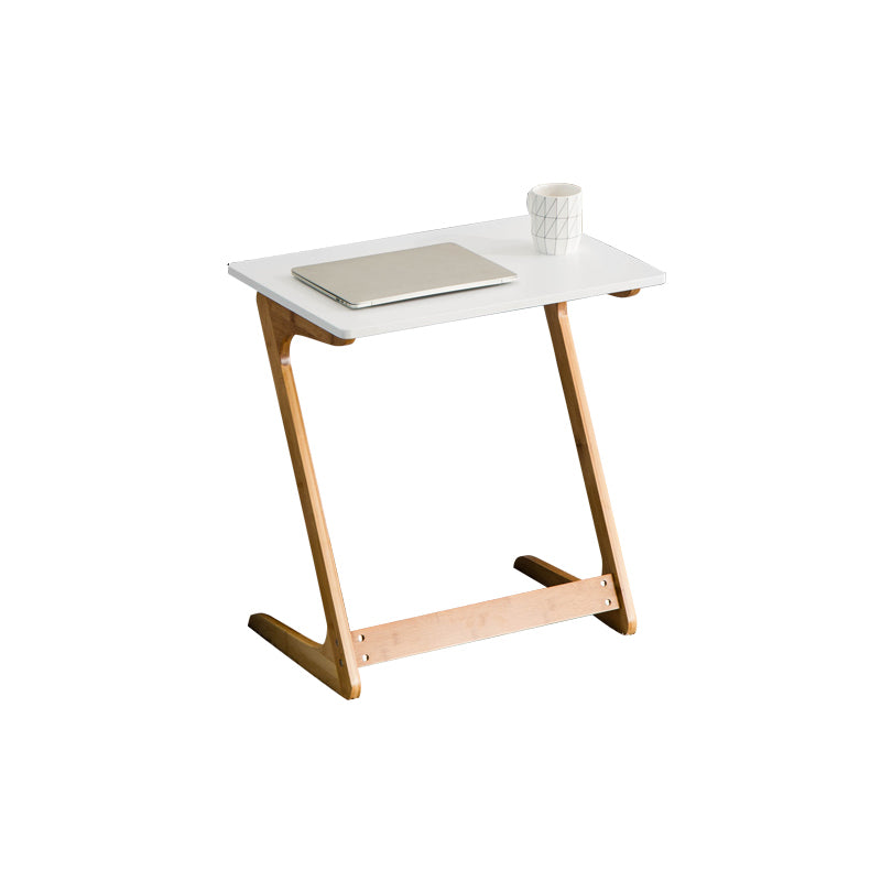 Modern Z-Shaped Wooden End Table 15.7" D Simple Bamboo Side Table