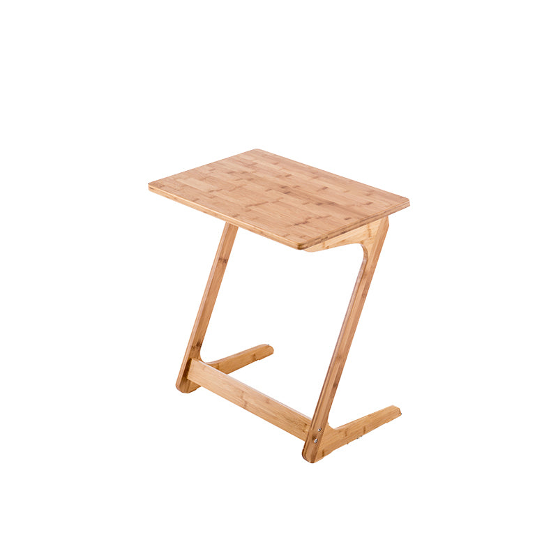 Modern Z-Shaped Wooden End Table 15.7" D Simple Bamboo Side Table