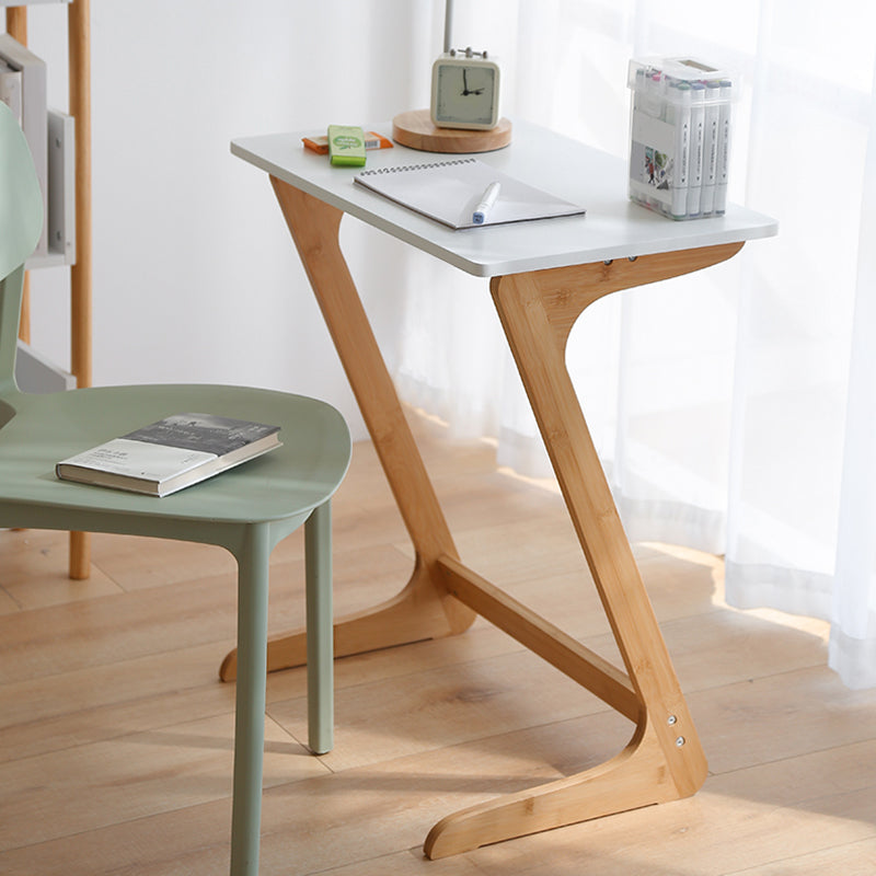 Modern Z-Shaped Wooden End Table 15.7" D Simple Bamboo Side Table