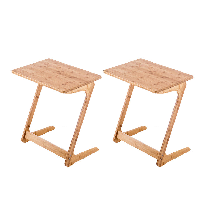 Modern Z-Shaped Wooden End Table 15.7" D Simple Bamboo Side Table