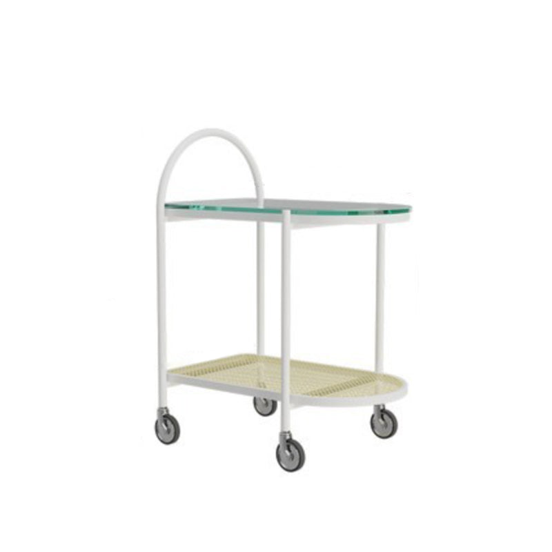 30.3" Tall Tray Top Side Accent Table Elliptical Glass Top End Table with Casters