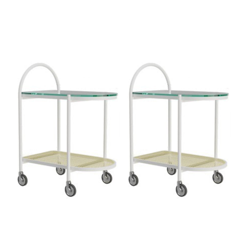 30.3" Tall Tray Top Side Accent Table Elliptical Glass Top End Table with Casters