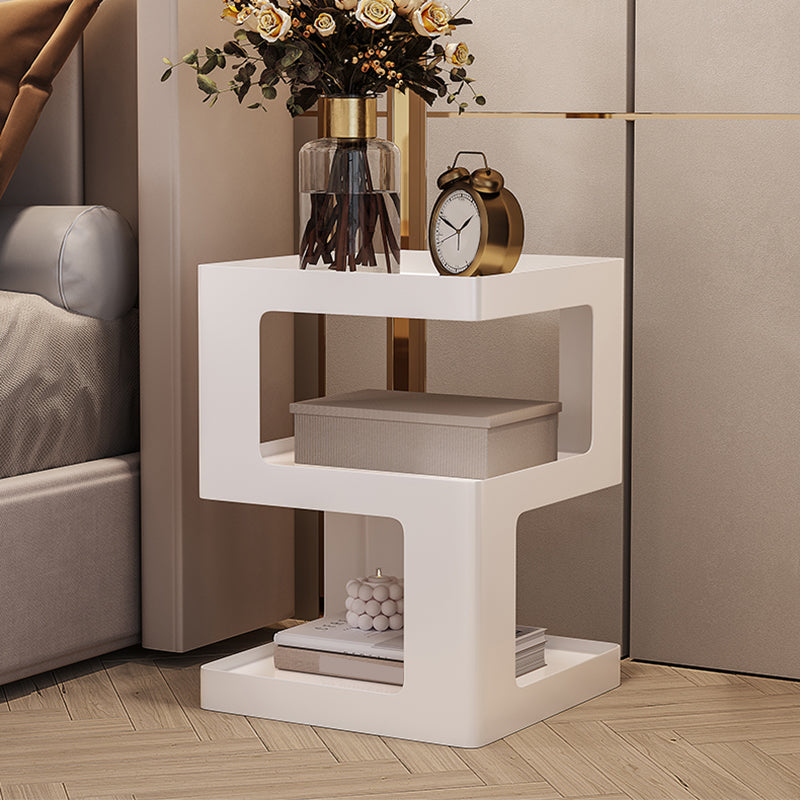 21.3" Tall Block Side Table with Metal Shelves Contemporary Square End Table Stand