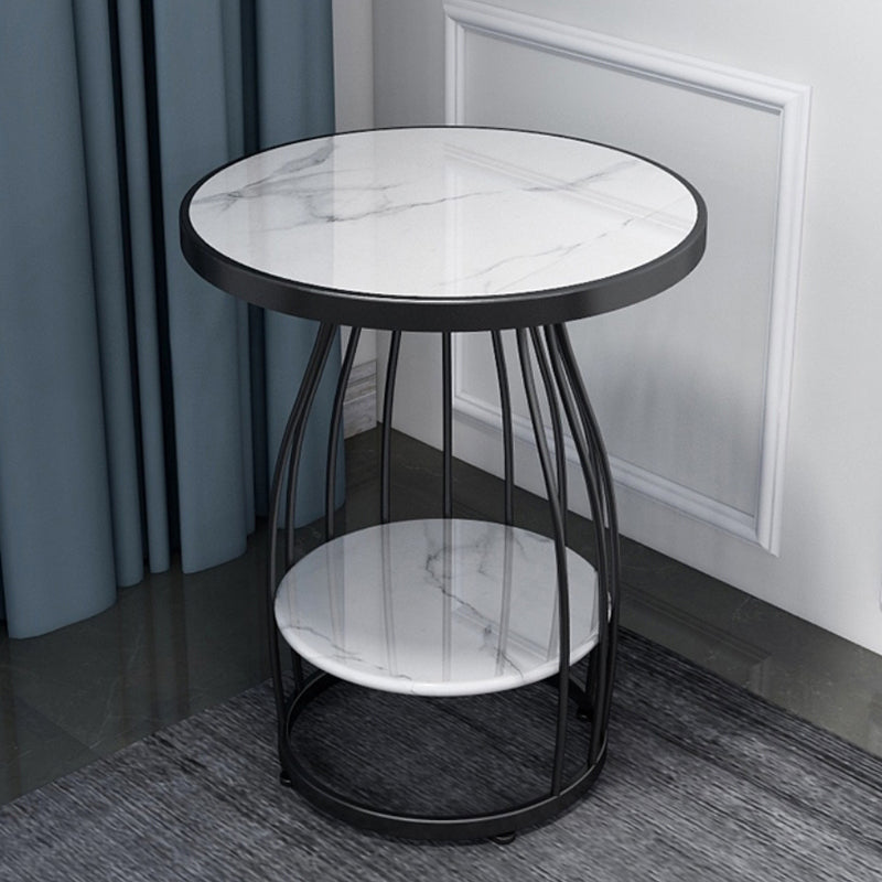 24.8 inch Tall Frame Metal Side Table with Shelf Glam Side End Table