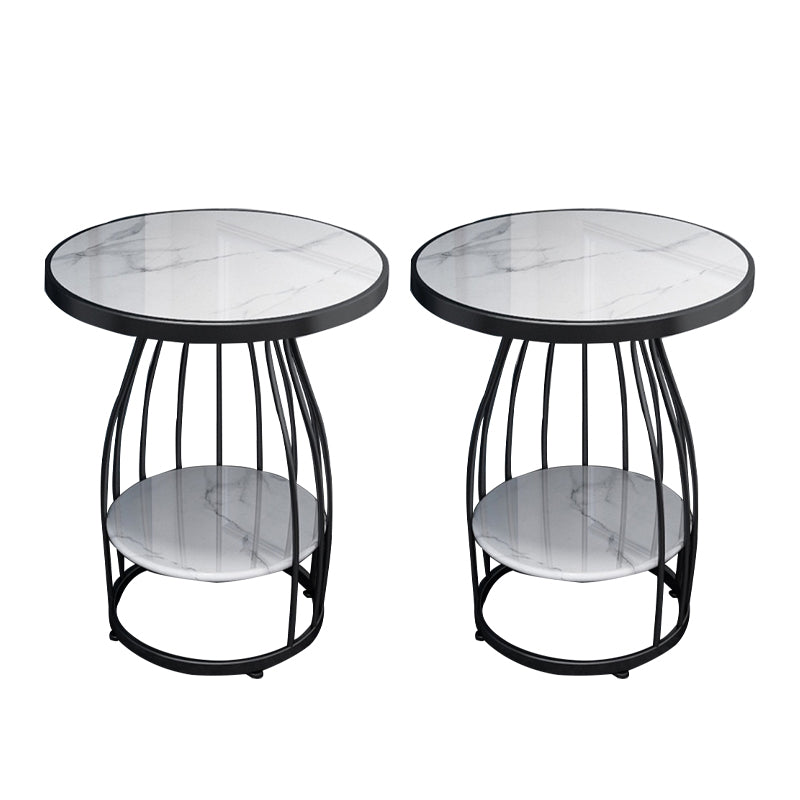 24.8 inch Tall Frame Metal Side Table with Shelf Glam Side End Table