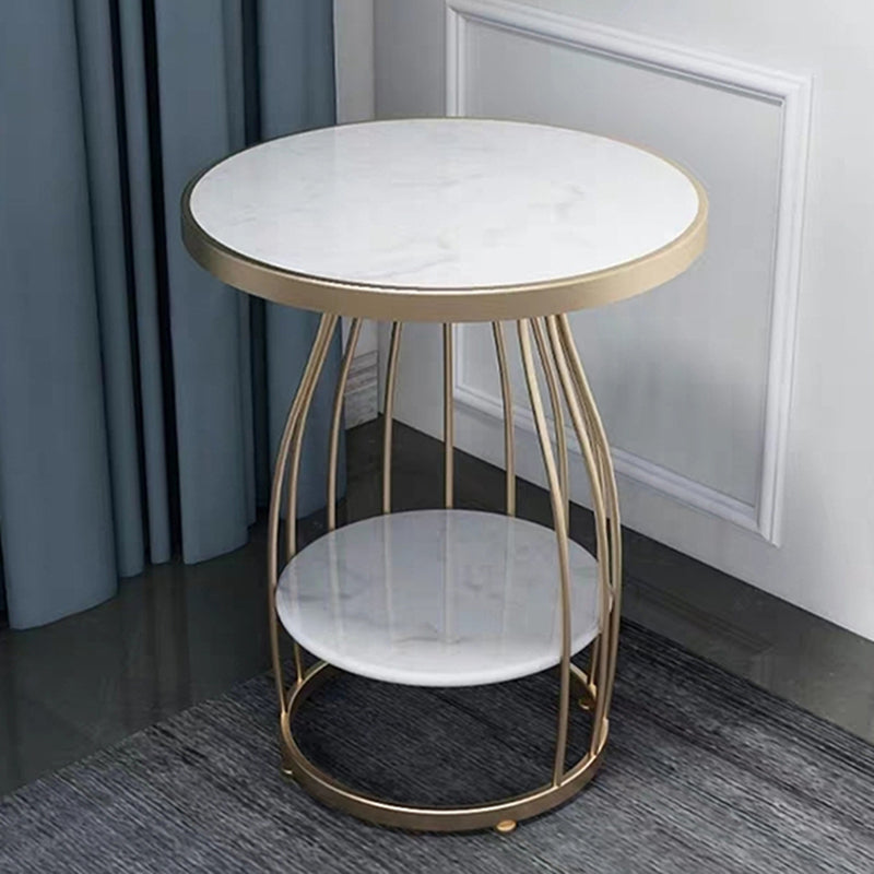 24.8 inch Tall Frame Metal Side Table with Shelf Glam Side End Table