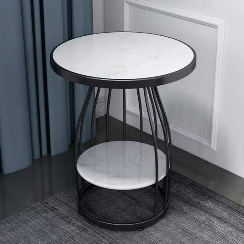24.8 inch Tall Frame Metal Side Table with Shelf Glam Side End Table