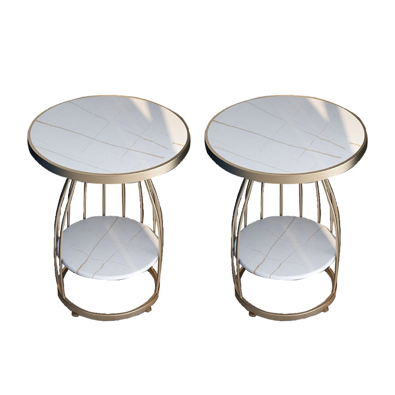 24.8 inch Tall Frame Metal Side Table with Shelf Glam Side End Table