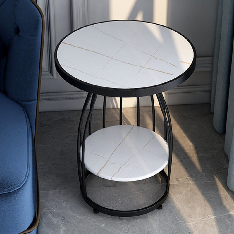 24.8 inch Tall Frame Metal Side Table with Shelf Glam Side End Table