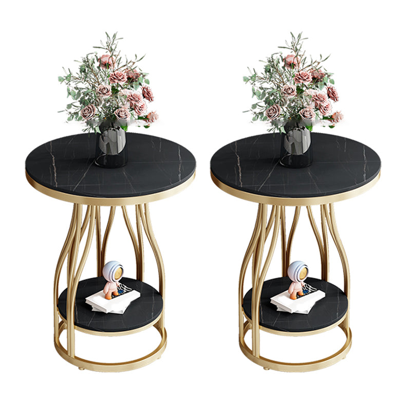 19.7" Wide Metal Frame Side Table with Shelf Round Sofa Side Accent Table