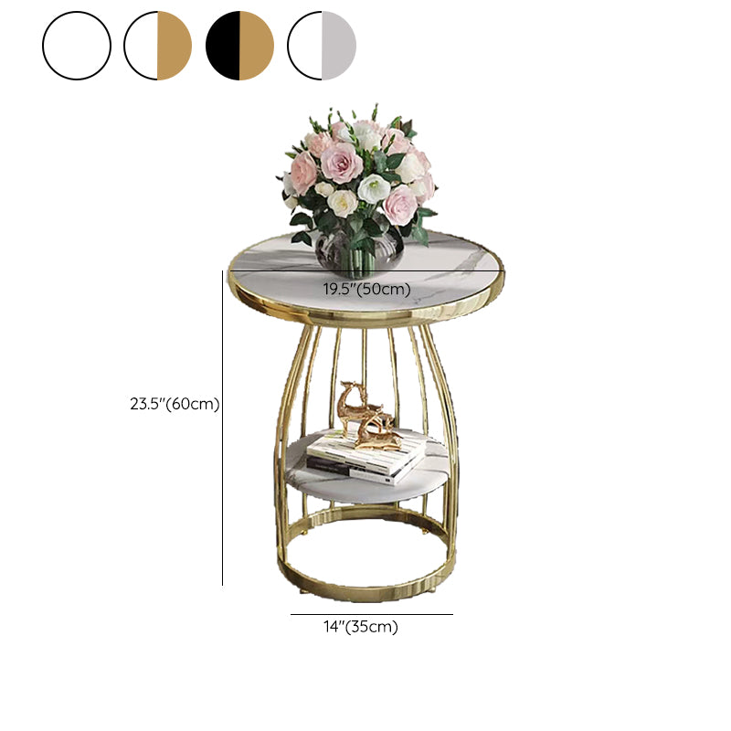 23.6" Tall Round End Table 2-Tier Metal Accent Side Table for Living Room