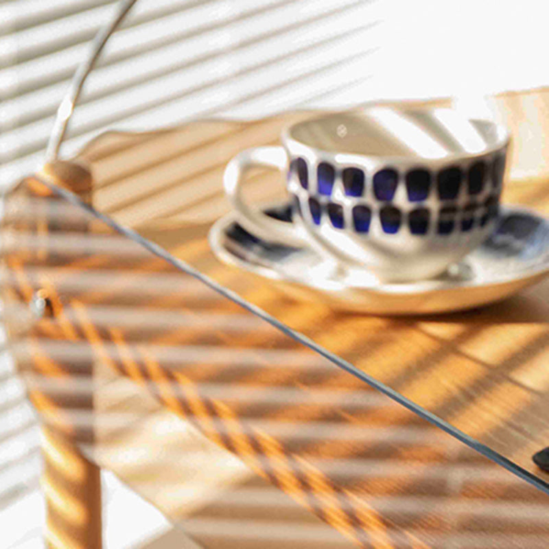 Rectangular Solid Wood End Table with Casters 28.7" Tall 2-Tier Side Table in Brown