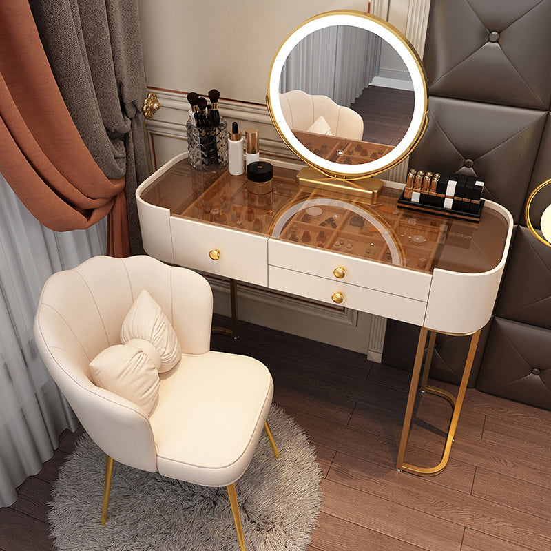 Glam Glass Vanity Dressing Table Bedroom Make-up Vanity with Drawer