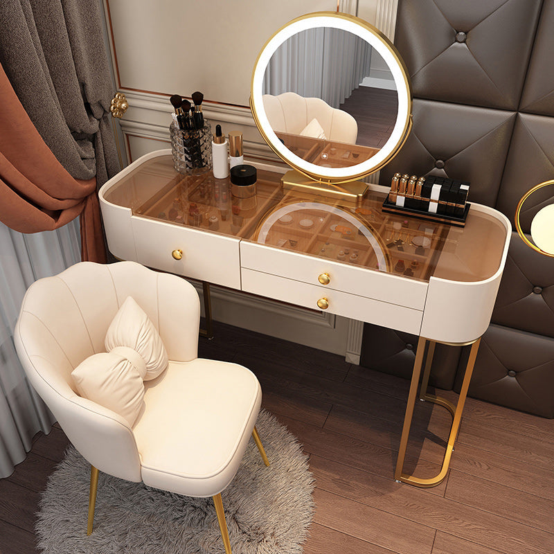 Glam Glass Vanity Dressing Table Bedroom Make-up Vanity with Drawer