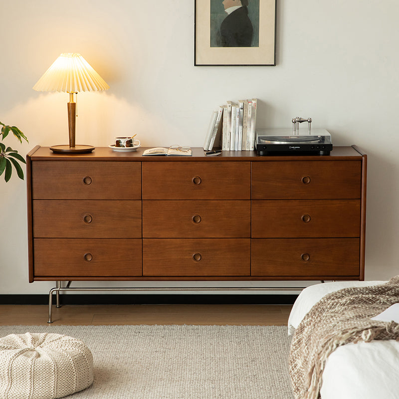 Minimalism Brown Accent Chest Rectangle Chest with Drawers for Living Room