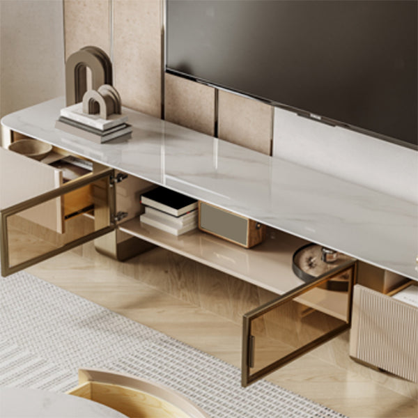 Contemporary TV Media Console Stone TV Stand Console with Drawers