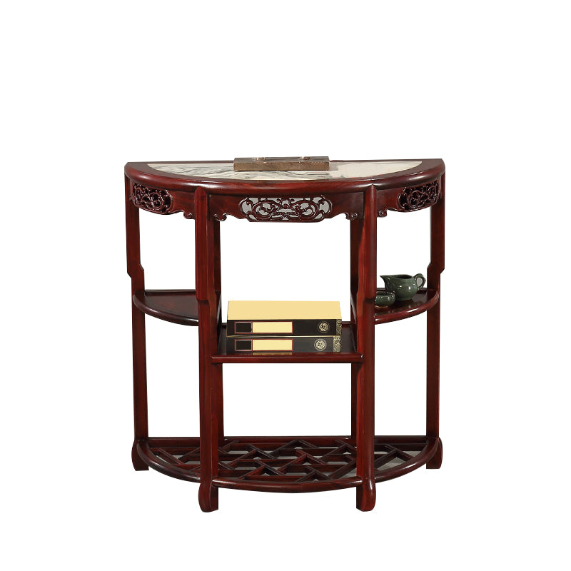 Half Moon Contemporary Console Table Dark Brown Wood Console Sofa Table