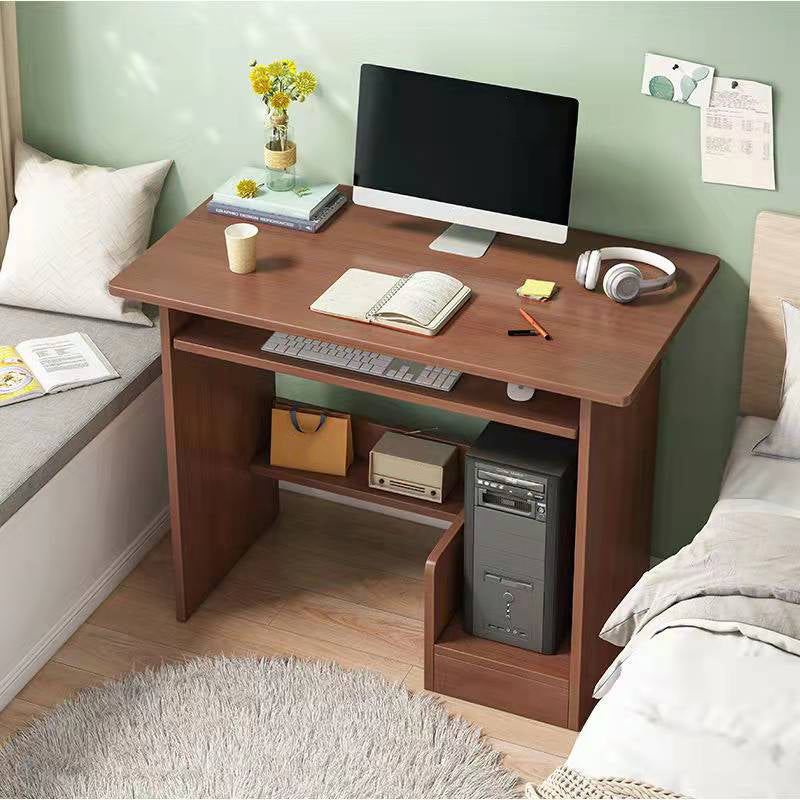 Engineered Wood Writing Desk Contemporary Desk with Storage Shelf and Drawers