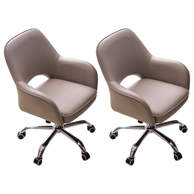 Armless Office Chair Leather Distressing Ergonomic Desk Chair with Wheels