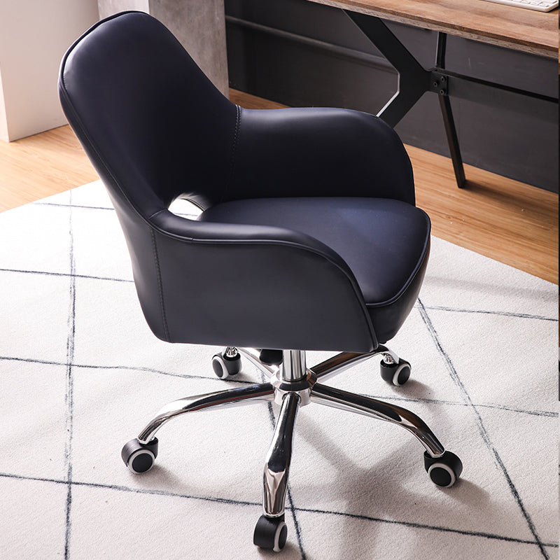 Armless Office Chair Leather Distressing Ergonomic Desk Chair with Wheels