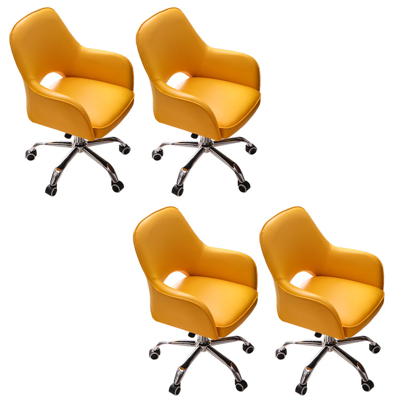 Armless Office Chair Leather Distressing Ergonomic Desk Chair with Wheels