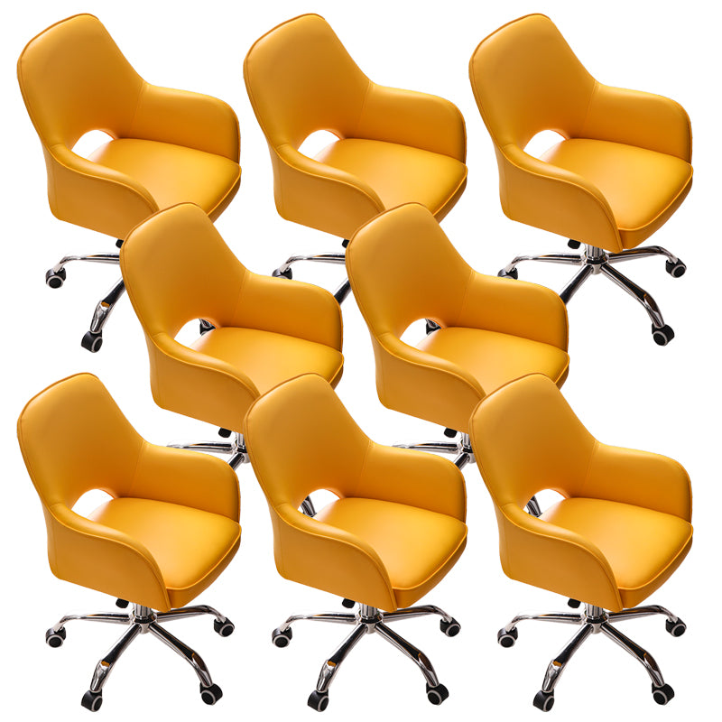 Armless Office Chair Leather Distressing Ergonomic Desk Chair with Wheels