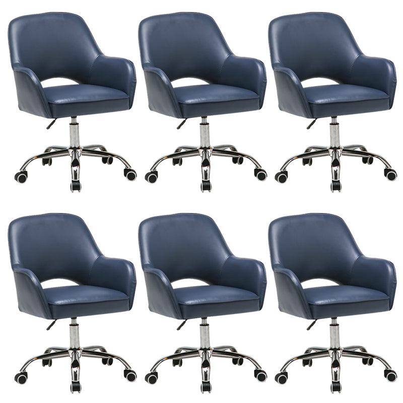 Armless Office Chair Leather Distressing Ergonomic Desk Chair with Wheels