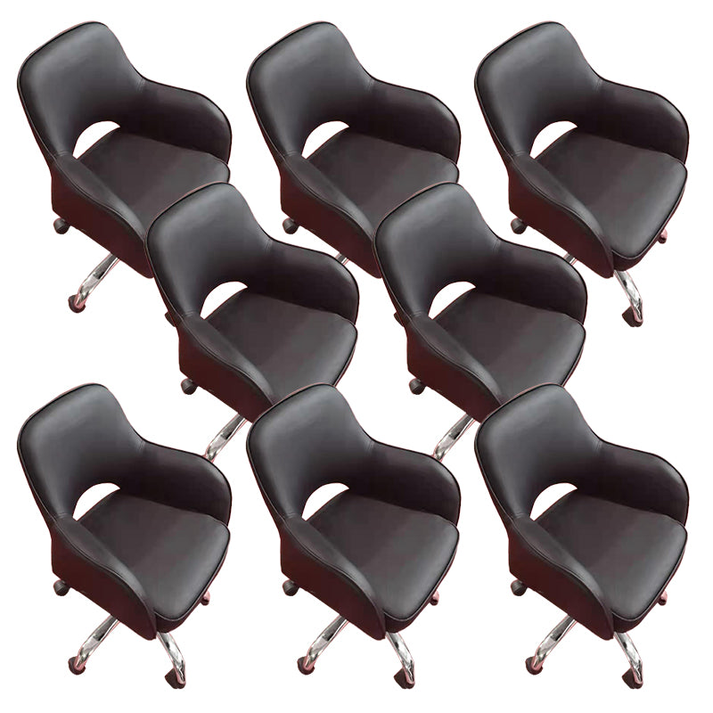 Armless Office Chair Leather Distressing Ergonomic Desk Chair with Wheels