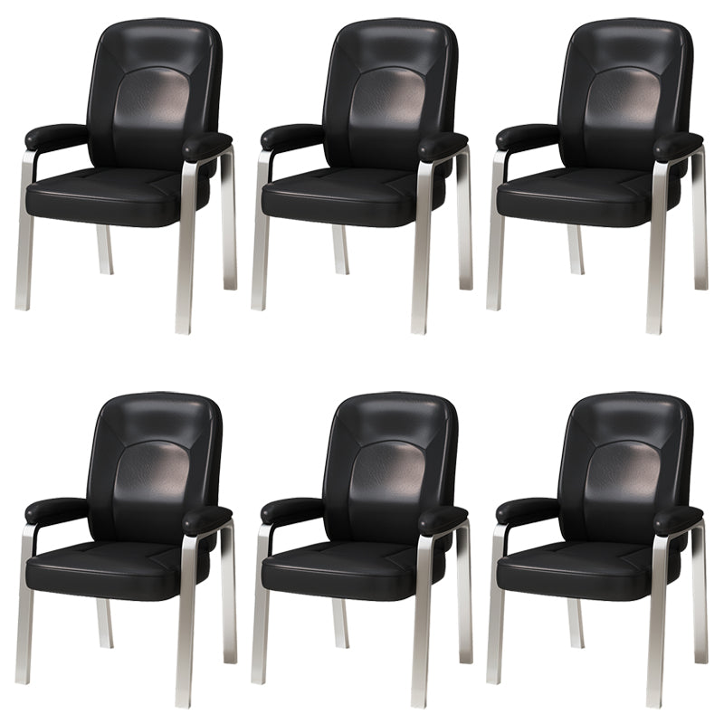 Modernism Fixed Arms Office Leather Chair Desk Chair with No Wheels for Home