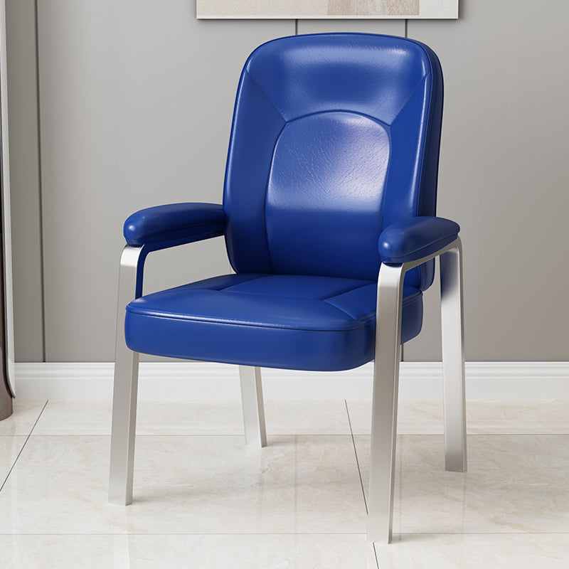 Modernism Fixed Arms Office Leather Chair Desk Chair with No Wheels for Home