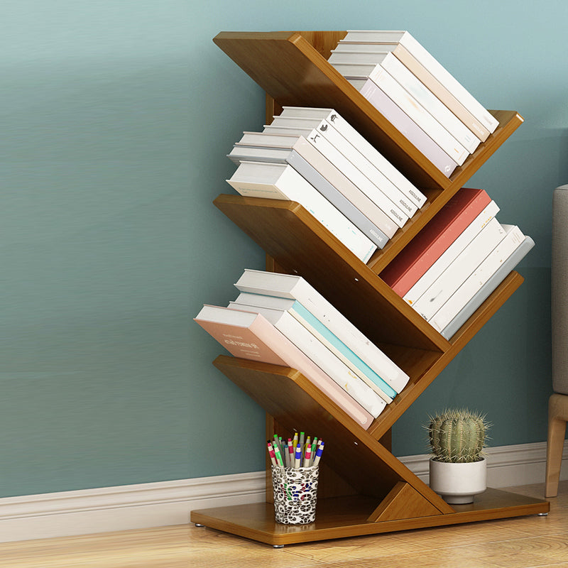 Vertical Contemporary Bamboo Bookcase Closed Back Bookshelf for Home Use