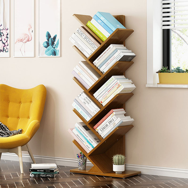 Vertical Contemporary Bamboo Bookcase Closed Back Bookshelf for Home Use