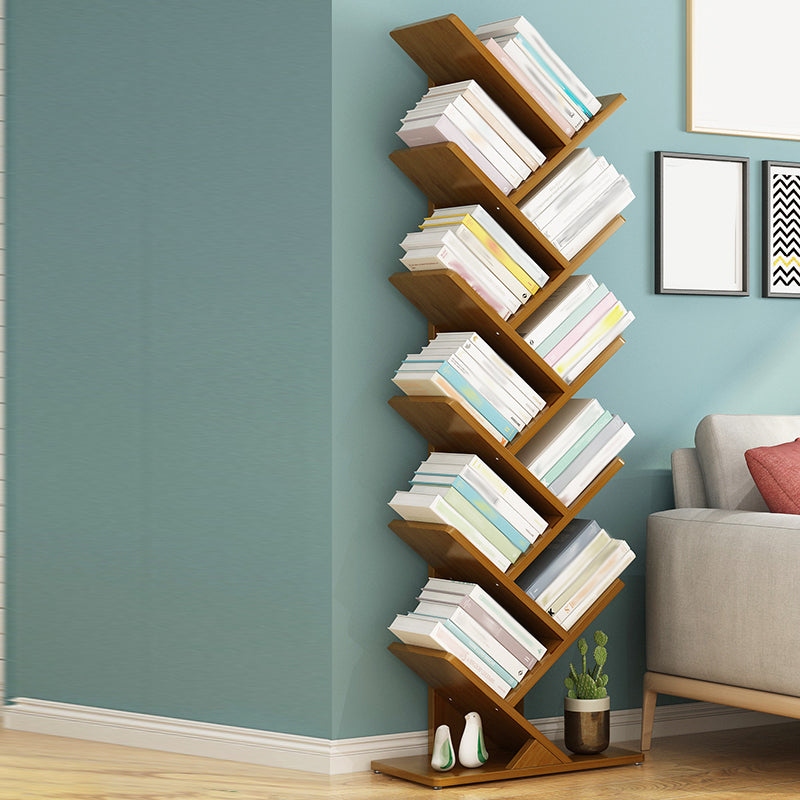 Vertical Contemporary Bamboo Bookcase Closed Back Bookshelf for Home Use
